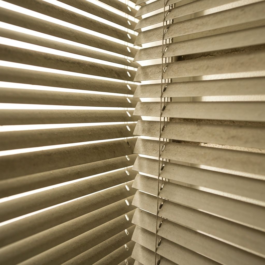 Persiana com sujeira acumulada antes da higienização