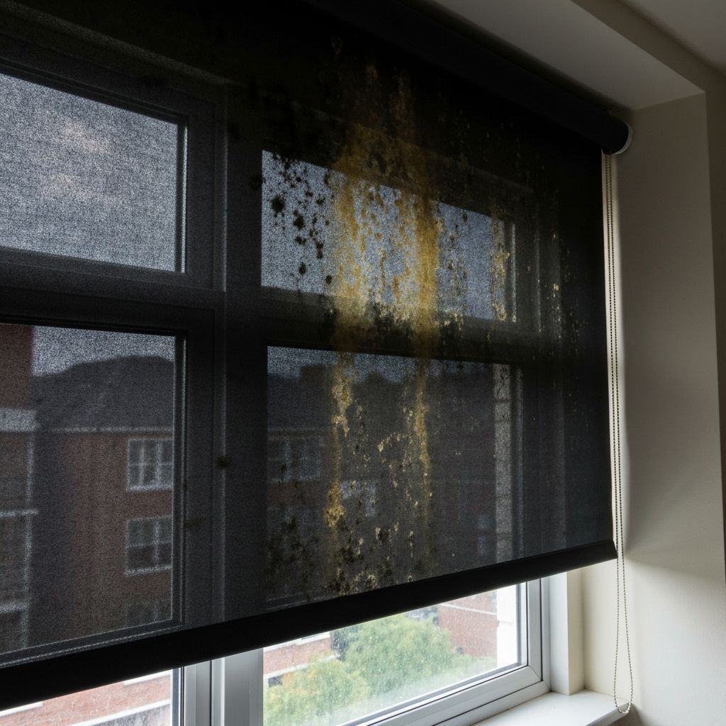 Cortina blackout manchada antes do tratamento